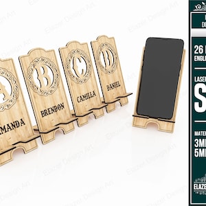 26 Letters Phone Stand Laser Cut Svg Files, Phone Holder Vector Files For Laser Cutting image 1