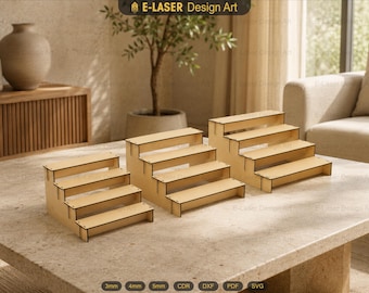 Laser Cut Display Stand Svg Files, 4 Shelf Display Stand Vector Files For Laser Cutting