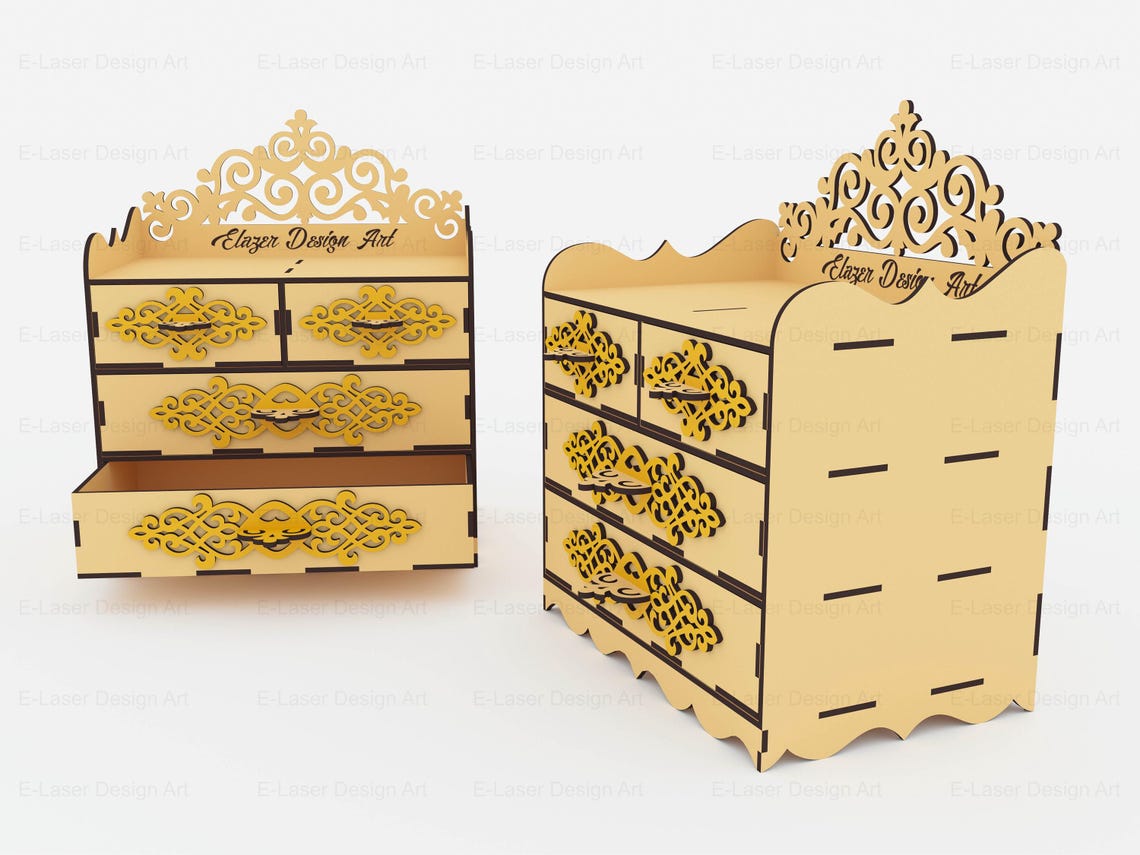 Chest of Drawers Laser Cut Svg Files, Decorative Jewelry Box Files ...