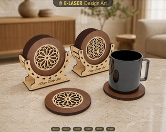 Decorative Boxed Coasters Laser Cut Svg Files, Vector Files For Laser Cutting