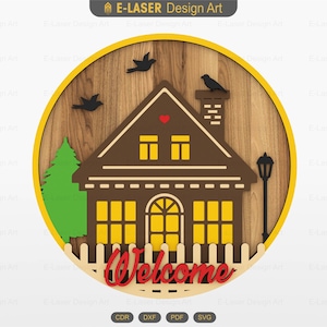Laser Cut Door Hanger Welcome  Svg Files, Vector Files For Laser Cutting