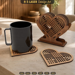 Heart Pattern Boxed Coasters Laser Cut Svg Files, Vector Files For Laser Cutting