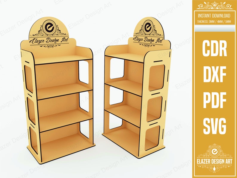 Laser Cut Display Stand Svg Files 4 Shelf Display Stand Etsy