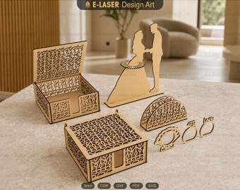 6 Pcs Napkin Holder Laser Cut Svg Files, Napkin Holder Bundle Files, Vector Files For Laser Cutting