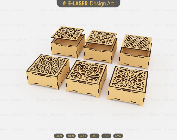 Laser Cut Decorative Box With Lid Svg Files, Vector Files for Wood ...