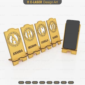 26 file SVG con supporto per telefono con lettere tagliate al laser, file vettoriali per supporto per telefono per taglio laser