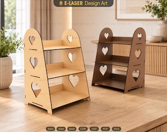 Display Stand Laser Cut Svg Files, 3 Shelf Display Stand Vector Files For Laser Cutting