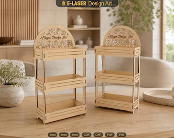 Laser Cut Display Stand Svg Files, 3 Shelf Display Stand