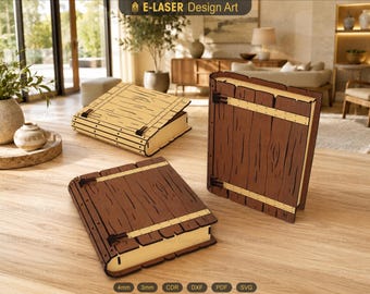 Buchbox-Laserschnittdateien (SVG-Dateien), Geschenkbox aus Holz, Vektordateien für Laserschneiden