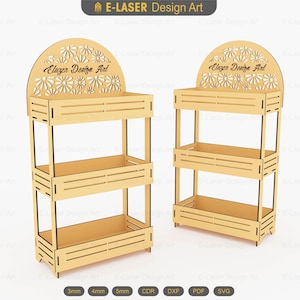 Laser Cut Display Stand Svg Files, 3 Shelf Display Stand