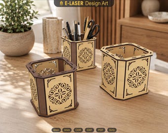 Pencil Holder and Tealigt Holder Laser Cut Svg Files, Laser cut Tealigt, Laser Cut Pencil Holder, Vector Files For Laser Cutting