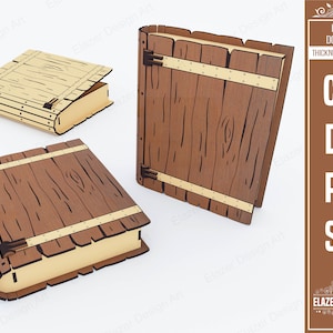 Caja de libros Archivos svg cortados con láser, Caja de libros de regalo de madera, Archivos vectoriales para corte por láser