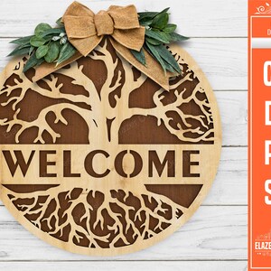 Bienvenido puerta colgador archivos svg cortados con láser, archivos vectoriales para corte por láser