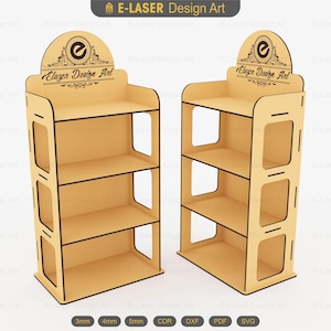 Laser Cut Display Stand Svg Files, 4 Shelf Display Stand