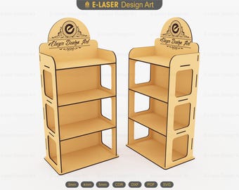 Laser Cut Display Stand Svg Files, 4 Shelf Display Stand