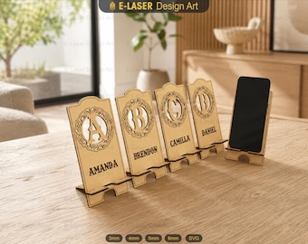 26 Letters Phone Stand Laser Cut Svg Files, Phone Holder Vector Files For Laser Cutting