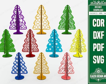 10 Different Christmas Tree Laser Cut Svg Files, Vector Files For Laser Cutting