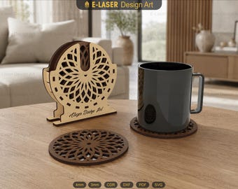 Decorative Boxed Coasters Laser Cut Svg Files, Vector Files For Laser Cutting