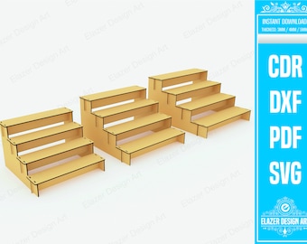 Laser Cut Display Stand Svg Files, 4 Shelf Display Stand Vector Files For Laser Cutting