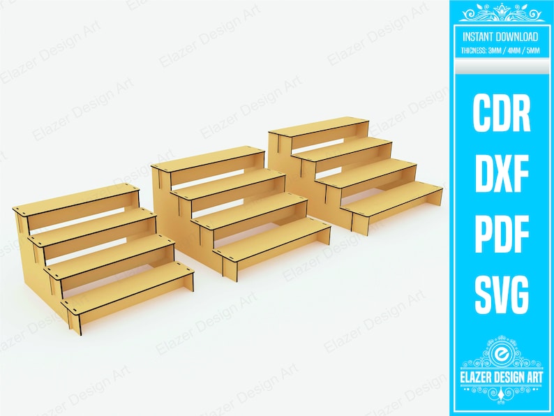 Laser Cut Display Stand Svg Files 4 Shelf Display Stand Etsy