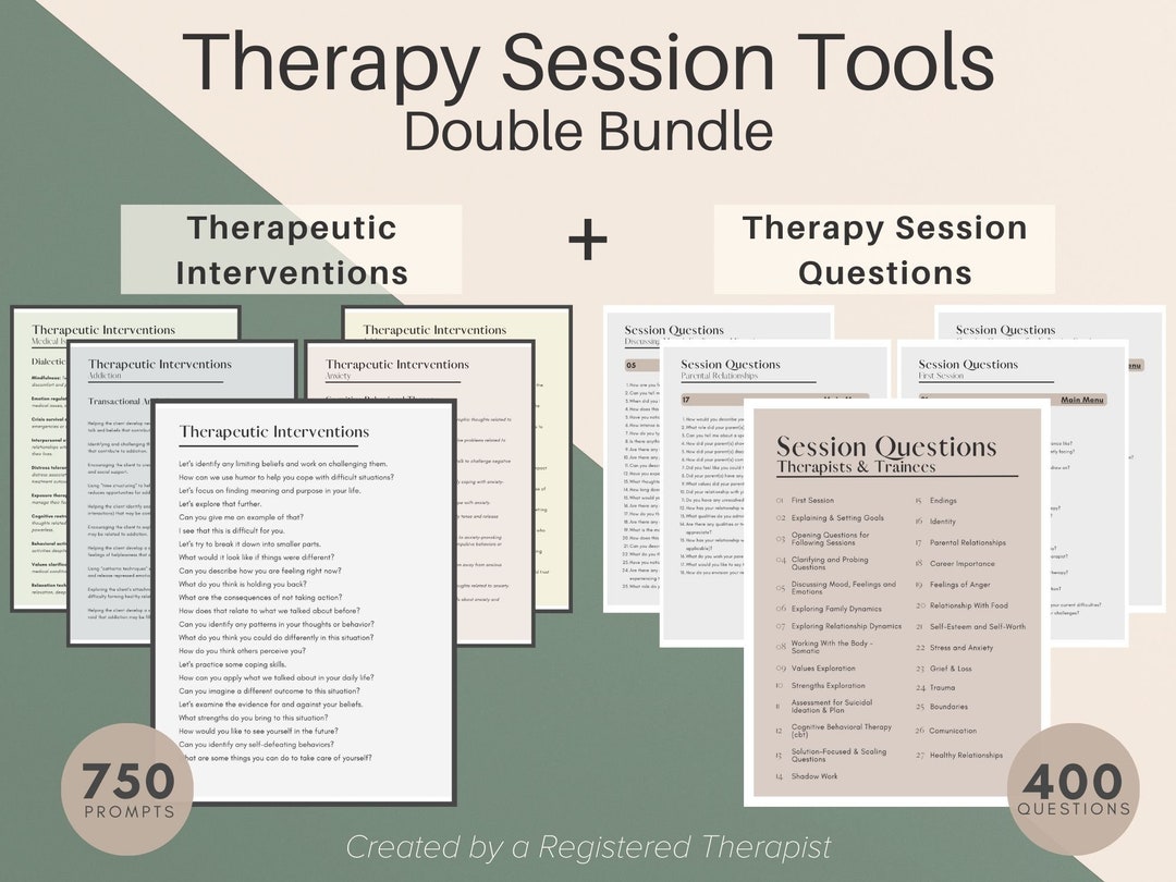 Therapy Interventions and Session Questions Double Bundle, 750 ...