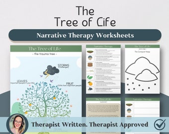 Tree of Life Narrative Therapy Pack, Worksheets for Mental Health Support, Therapy Tools, Explore Strengths Values and Experiences, Therapy