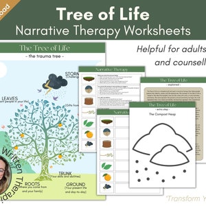 Tree of Life Narrative Therapy, Trauma Tree Worksheet, Therapy Tools, Trauma Worksheet, PTSD, CBT, Therapy Form, Counselling Worksheets
