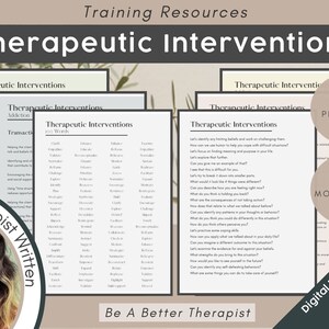 Könnte beinhalten: Ein digitaler Download für Therapeuten mit 750 Aufforderungen und 4 Modalitäten, um bei therapeutischen Interventionen zu helfen. Der Text enthält "Therapeutische Interventionen" und "Werden Sie ein besserer Therapeut".