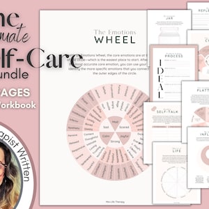 92 Self-Care Worksheets, Self-Help Workbook, Wheel of Emotion, Therapy Worksheets, Goal Setting, Self Reflection, Emotional Intelligence, EQ