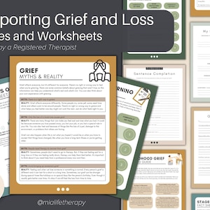 Grief Worksheets, Dealing with Loss, Therapist Tools, Childhood Grief, Stages of Grief, Grief Therapy Client Pack, Coping Skills, Therapy