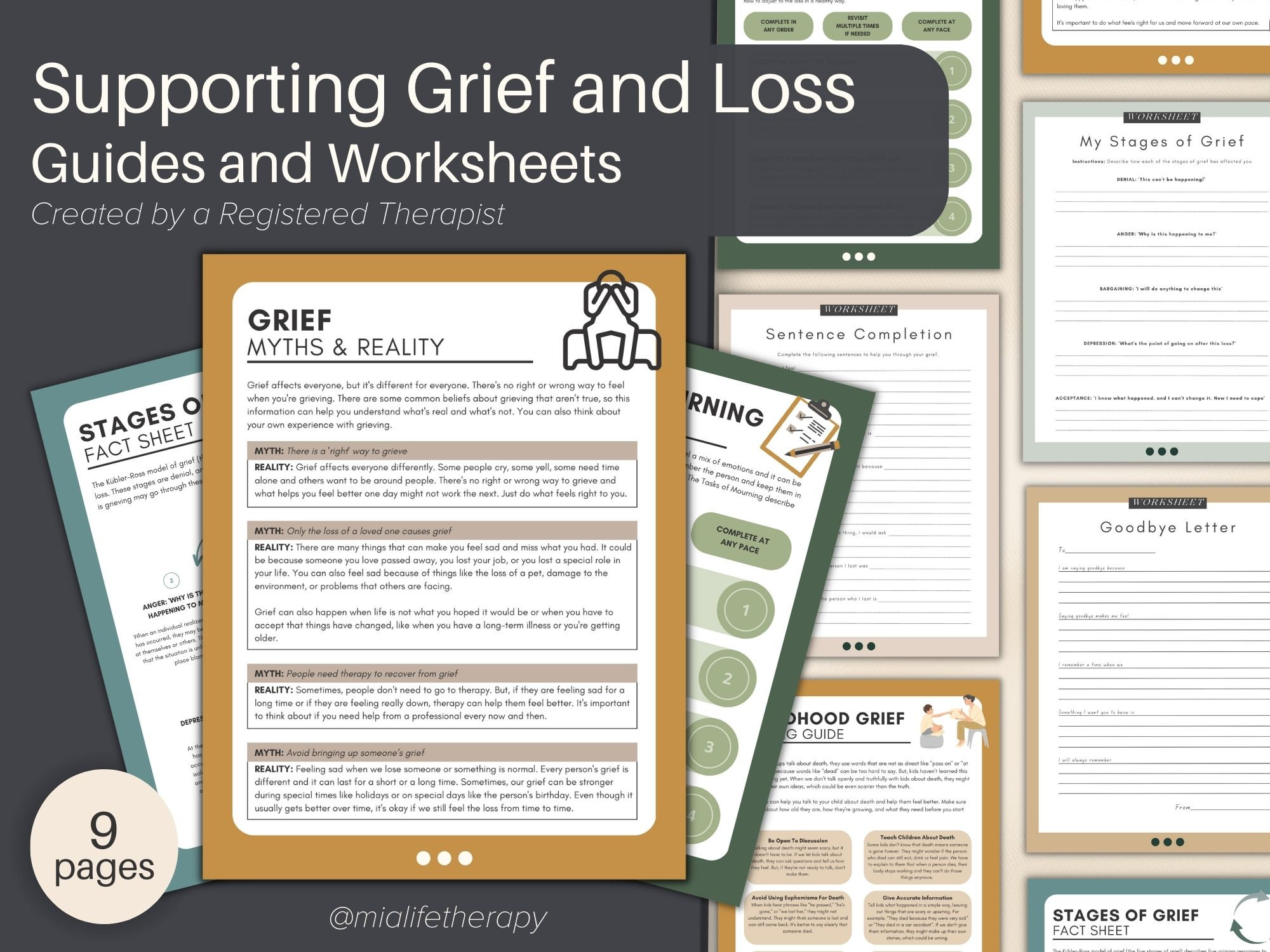 Grief Worksheets Dealing With Loss Therapist Tools Childhood Grief