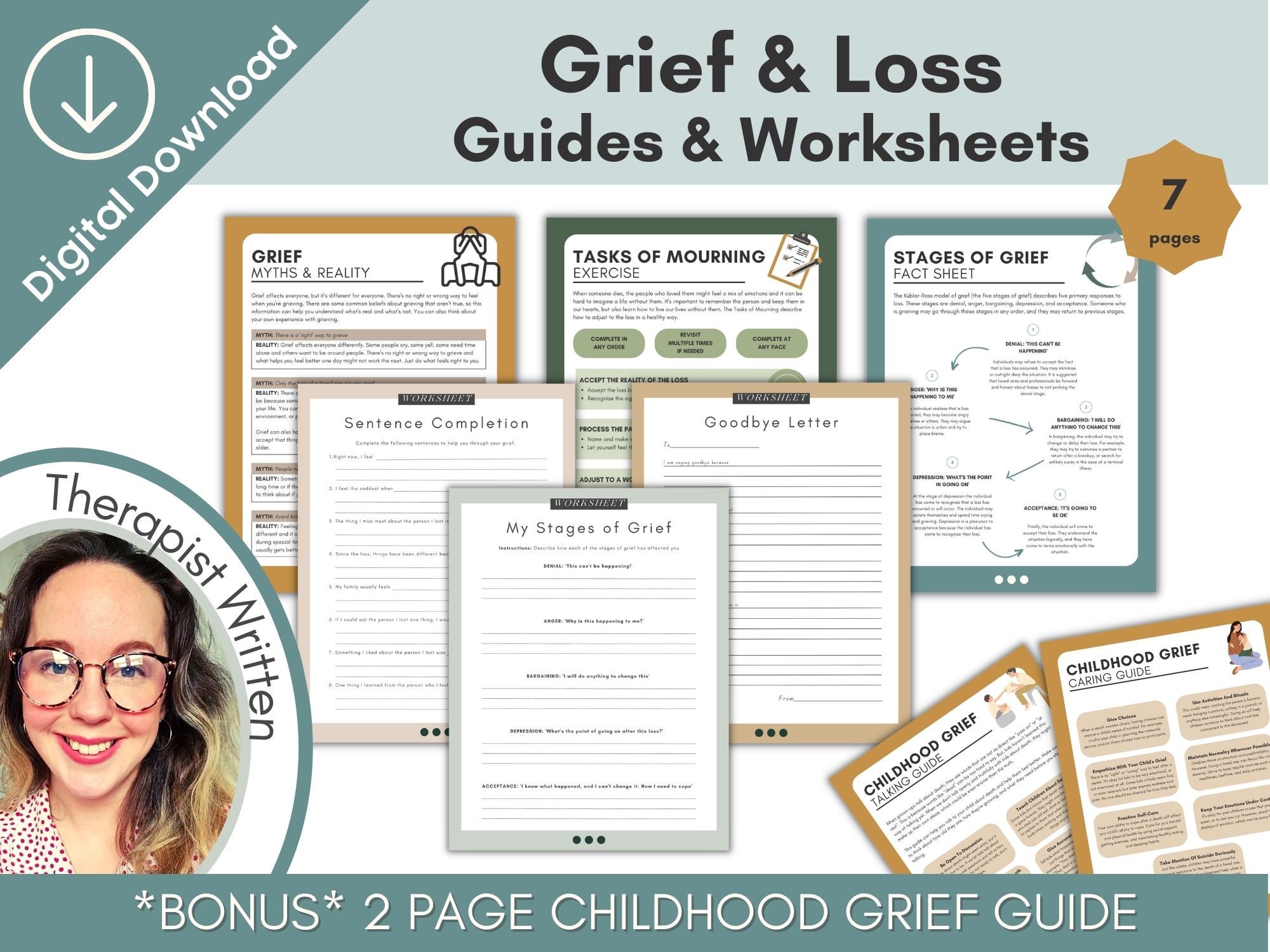 Grief and Loss Worksheets Grief and Loss Guides Therapy Worksheets