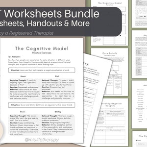 CBT Worksheets Value Pack, 56 Page Bundle, Cognitive Model, Printable CBT Worksheets for Therapists, Therapy Tools, Cognitive Triangle,