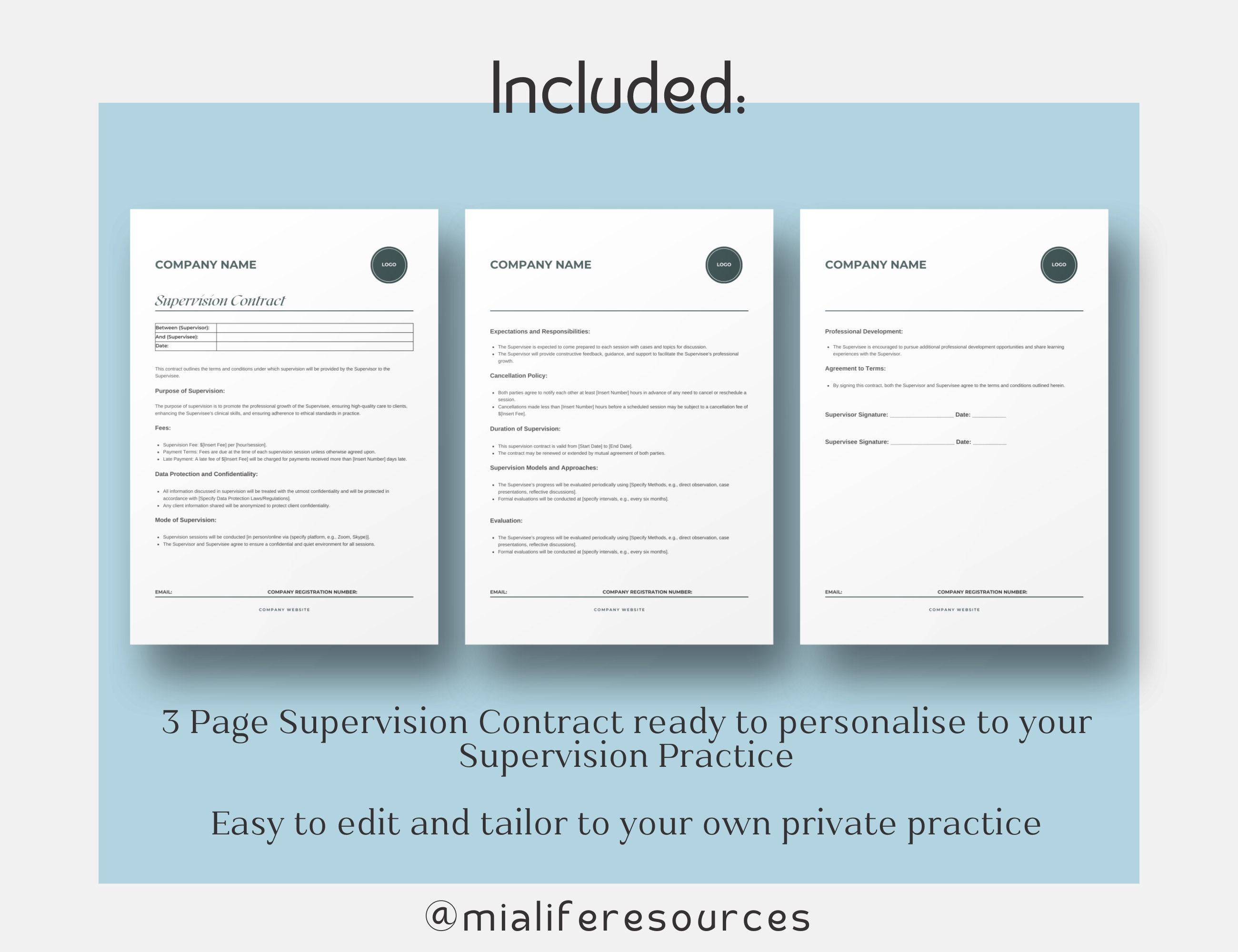 Clinical Supervision Contract, Private Practice, Resources for Therapy Clinical Supervision Contract, Private Practice, Resources for Therapy