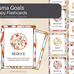 Trauma Goals for Therapy Flashcard Pack, Client Goal Setting Tools ...