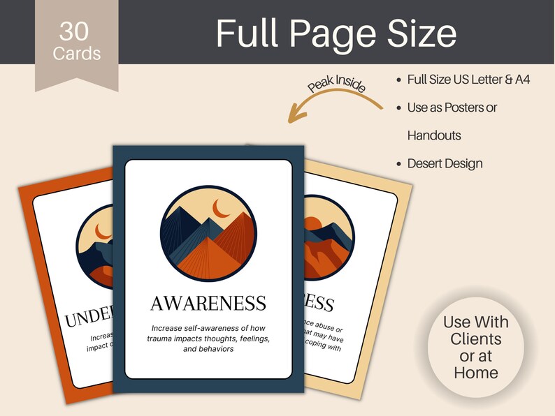 Trauma Goals for Therapy Flashcard Pack, Client Goal Setting Tools