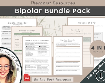 Bipolar Bundle for Therapists, Understanding BPD, Worksheets, Therapy Tools, Printable Resource, Warning Signs, BPD Awareness, DBT Tools