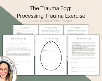 The Trauma Egg, Trauma Therapy Exercise, Worksheets for Therapy, Client Tools, Therapist Resource, Printable Worksheets, Counselling Prints