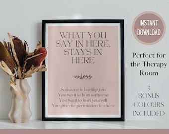 Confidentiality Poster, Therapy Room Decor, Counselling Poster, Therapist Tools, Counseling Room, Rules Poster, Psychotherapy Decor, Art