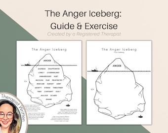 Anger Iceberg Exercise | Trauma & Emotion Awareness Worksheet for Therapy Clients (Printable Resource)