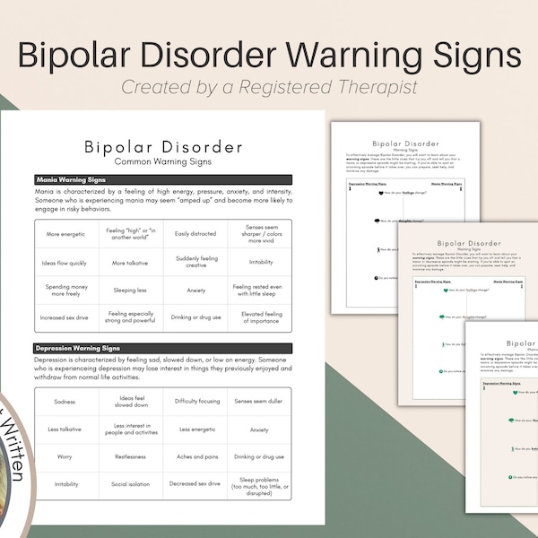 BPD Warning Signs Worksheet, Understanding Bipolar Disorder, Therapy Tools, Printable Resource, Digital Worksheet, BPD Awareness, DBT Tools
