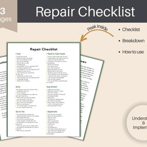 Parterapi-arbetsblad och konfliktlösningspaket | Gottman Repair Checklist, Four Horsemen Guide (digital nedladdning) bild 5