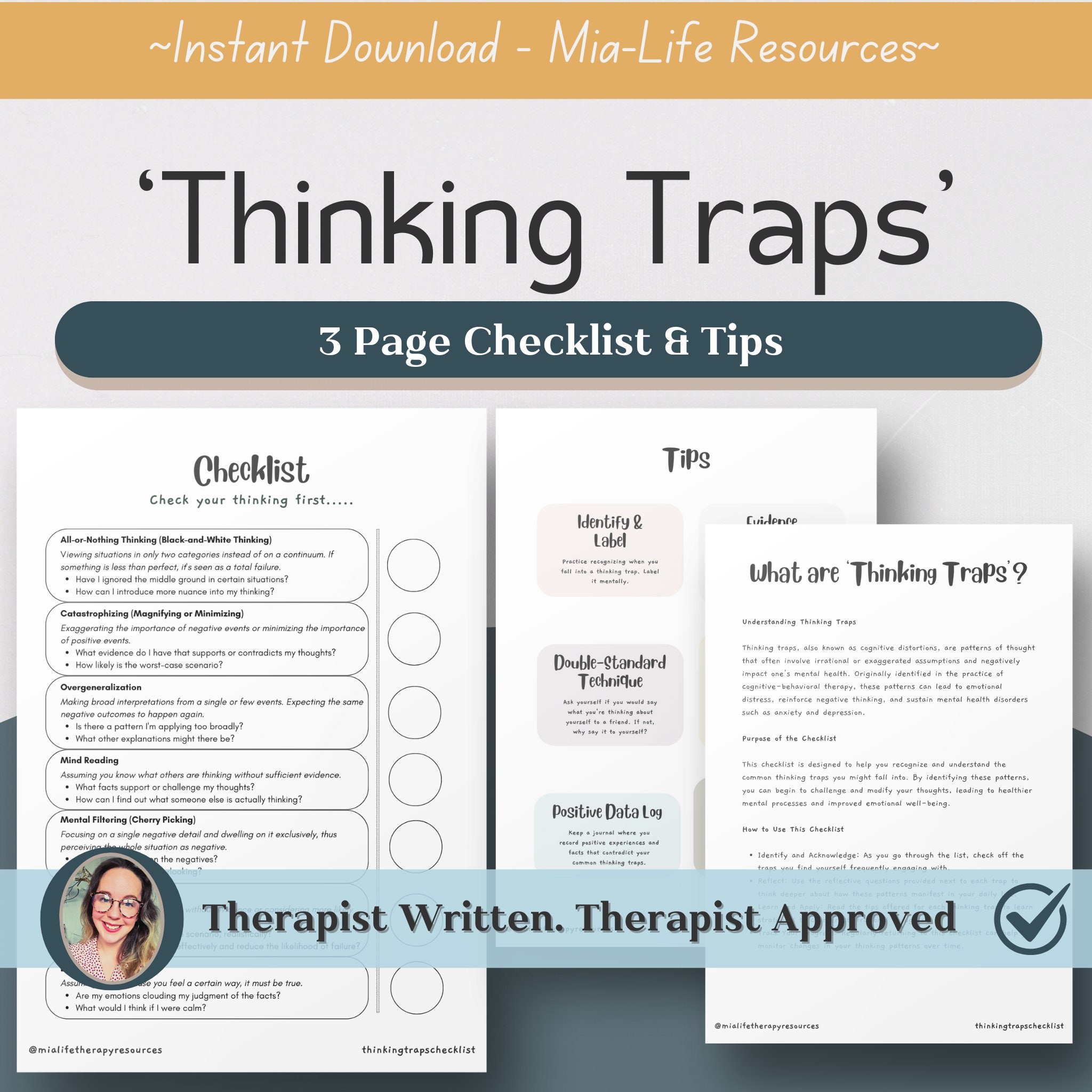 Thinking Trap Checklist & Tips, Cognitive Behavioural