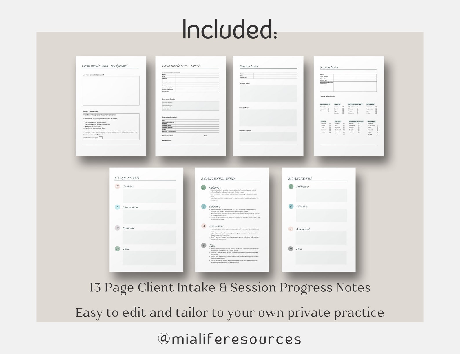 Therapy Client Intake & Progress Notes Pack | CBT, DBT SOAP Forms for ...