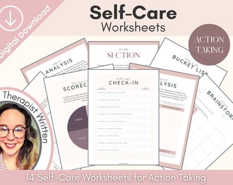 May include: A set of 14 printable self-care worksheets for action taking. The worksheets are designed to help you identify your strengths, weaknesses, opportunities, and threats. They also include a self-care check-in, a success scorecard, and a bucket list for action taking.