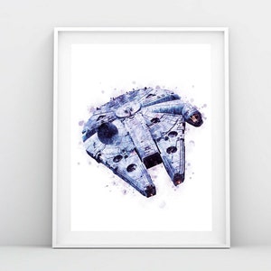 Halcón Milenario acuarela Star Wars cartel pared arte Star Wars Millennium Falcon imprimible arte impresión regalo Star Wars Descarga digital