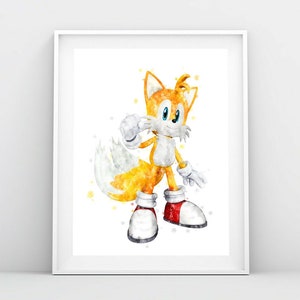 Miles Tails Art Print Sonic the Hedgehog Watercolor Poster Sonic Tails Printable Nursery Kids Room Decor Sonic Wall Art Digital Download