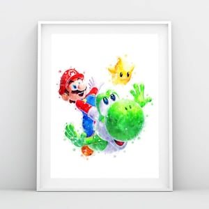 Super Mario Yoshi Print Mario Poster Mario and Yoshi Printable Super Mario Wall Art Game Poster Birthday Gift Nursery Decor Digital Download