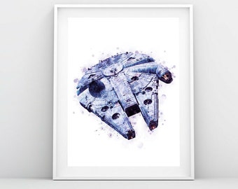 Millenium Falke Aquarell Star Wars Poster Wandkunst Star Wars Millenium Falke druckbare Kunstdruck Geschenk Star Wars Digital Download