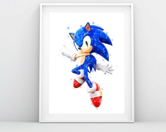 Sonic the Hedgehog Art Print Sonic Watercolor Printable Sonic Game Poster Nursery Wall Art Kids Room Decor Birthday Gift Digital Download